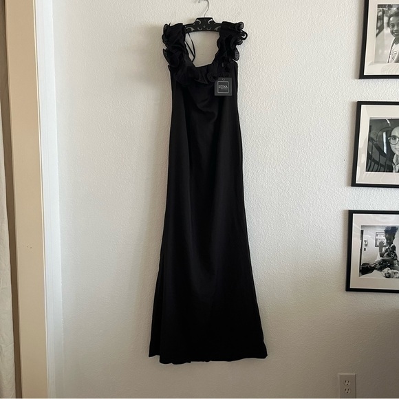 Mac Duggal Off The Shoulder Ruffle Column Gown Black 49643 - Picture 5 of 7